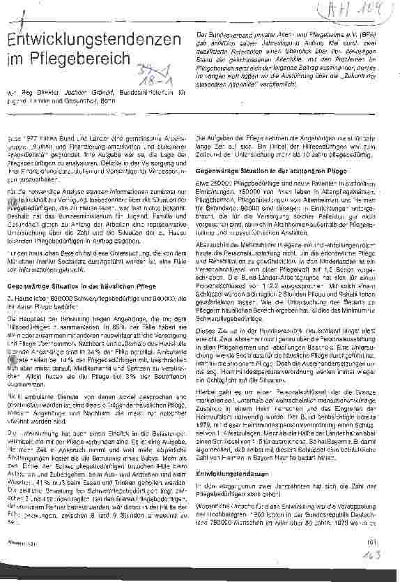 Vorschauseite 1: Entwicklungstendenzen im Pflegebereich