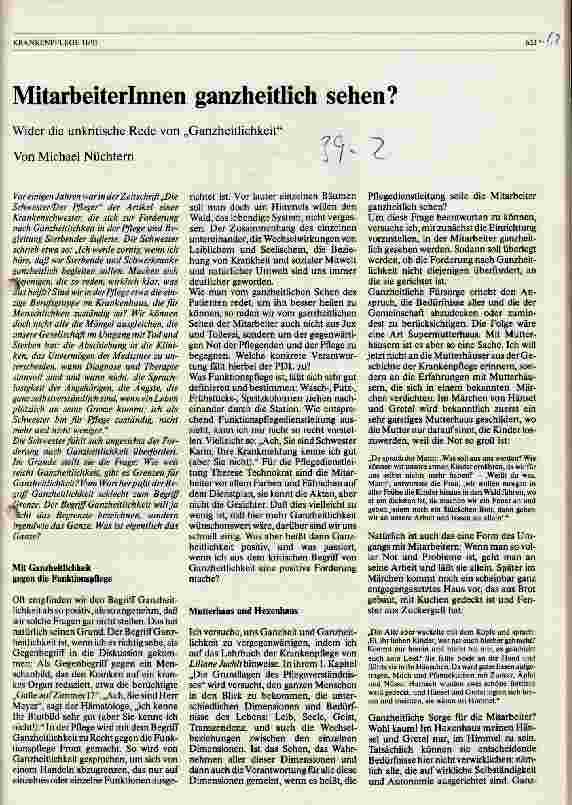 Vorschauseite 1: MitarbeiterInnen ganzheitlich sehen? Wider die unkritische Rede von Ganzheitlichkeit