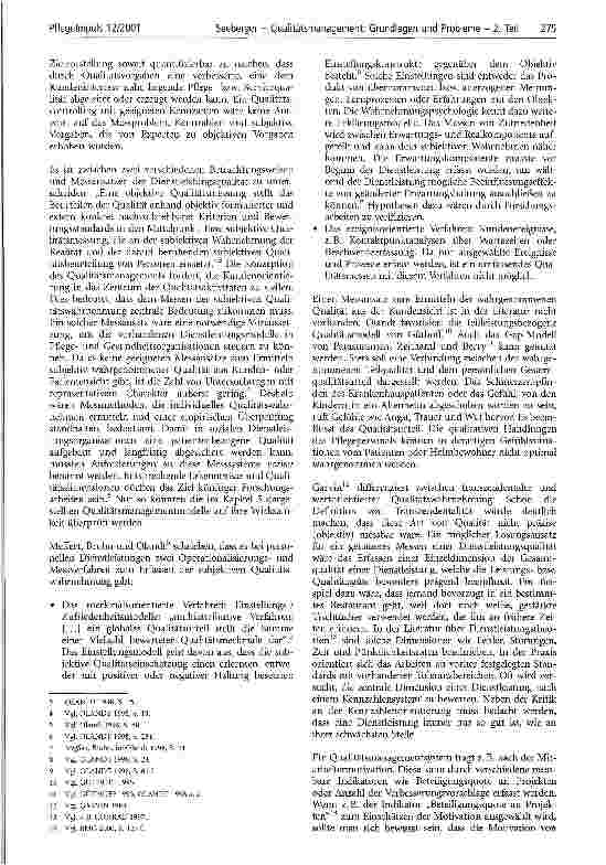 Vorschauseite 2: Qualitätsmanagement: Grundlagen und Probleme - 2. Teil Zur möglichen Wirksamkeit von Qualitätsmanagementaktivitäten in Pflegeund Gesundheitsorganisationen
