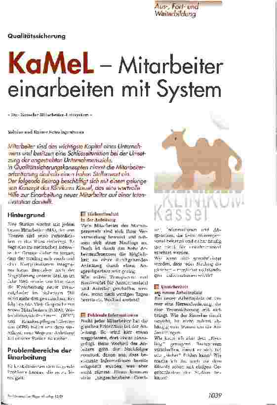 Vorschauseite 1: KaMel - Mitarbeiter einarbeiten mit System - Das Kasseler Mitarbeiter-Leitsystem -