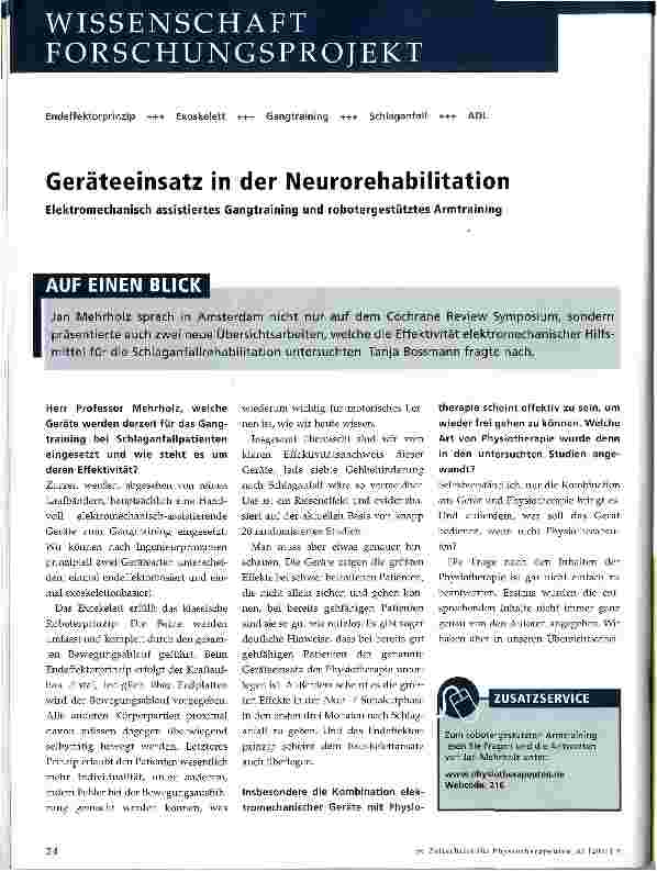 Vorschauseite 1: Geräteeinsatz in der Neurorehabilitation