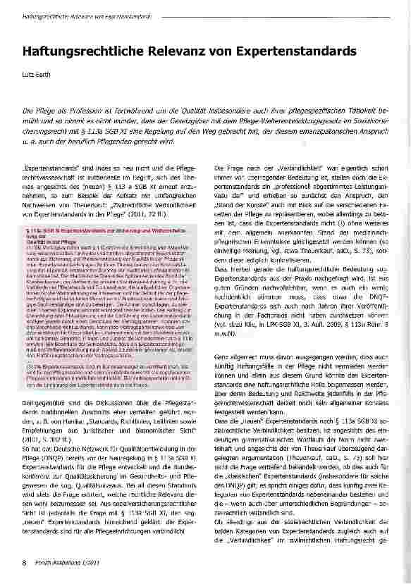 Vorschauseite 1: Haftungsrechtliche Relevanz von Expertenstandards