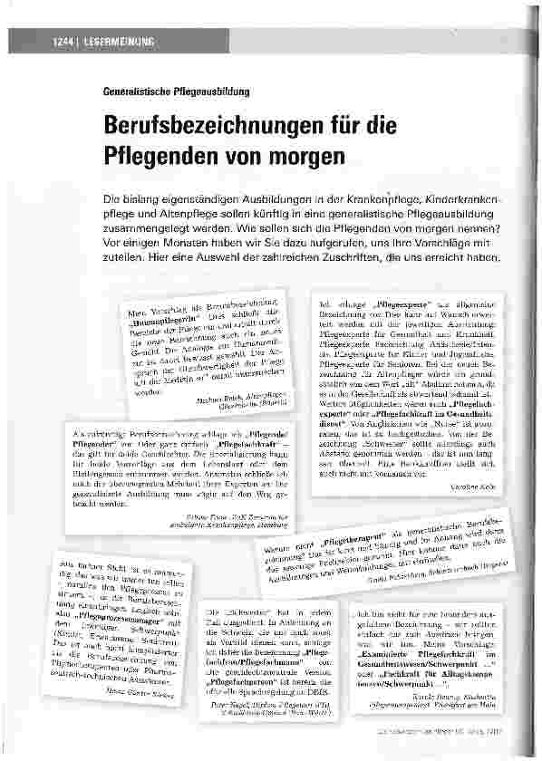 Vorschauseite 1: Berufsbezeichnungen für die Pflegenden von morgen