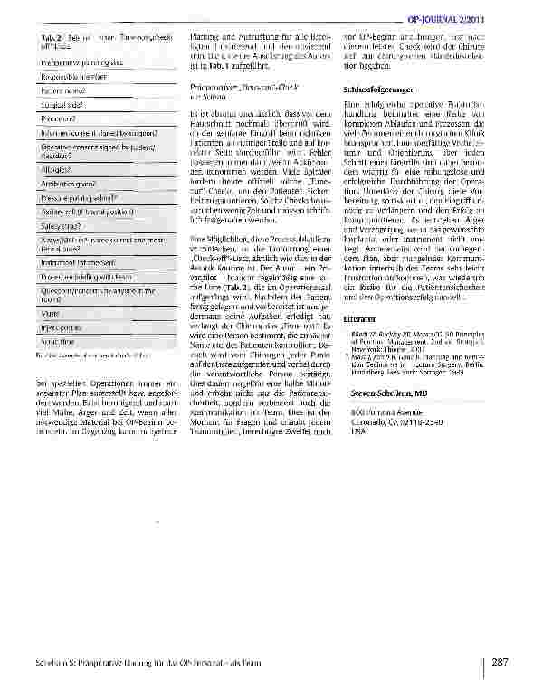 Vorschauseite 4: Präoperative Planung für das OP-Personal - als Team