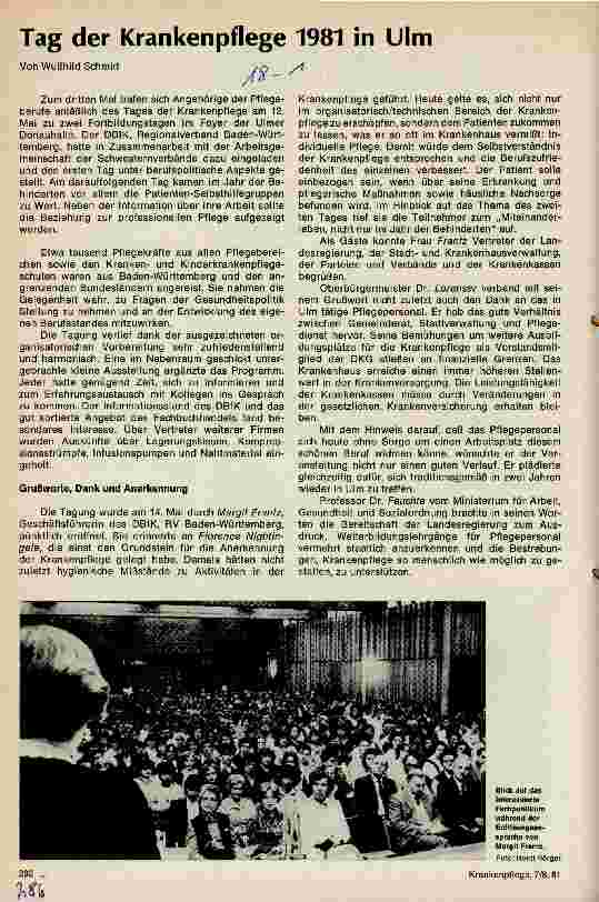 Vorschauseite 1: Tag der Krankenpflege 1981 in Ulm