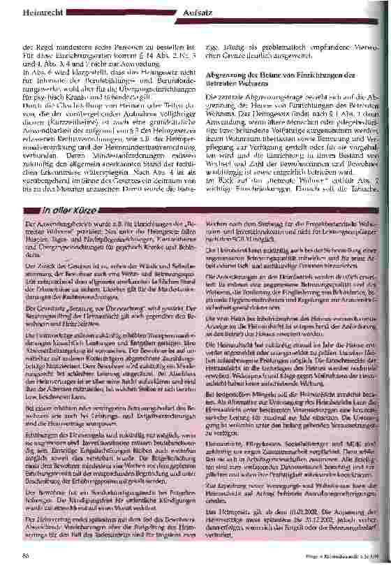 Vorschauseite 2: Die Novellierung des Heimgesetzes