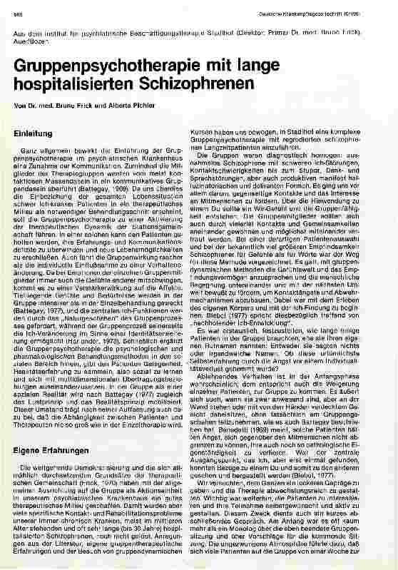 Vorschauseite 1: Gruppenpsychotherapie mit lange hospitalisierten Schizophrenen