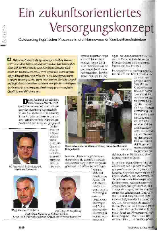 Vorschauseite 1: Ein zukunftsorientiertes Versorgungskonzept Outsourcing logistischer Prozesse in drei Hannoveraner Krankenhausbetrieben
