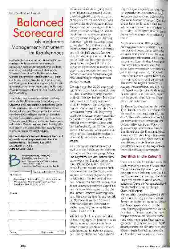 Vorschauseite 5: Ein zukunftsorientiertes Versorgungskonzept Outsourcing logistischer Prozesse in drei Hannoveraner Krankenhausbetrieben