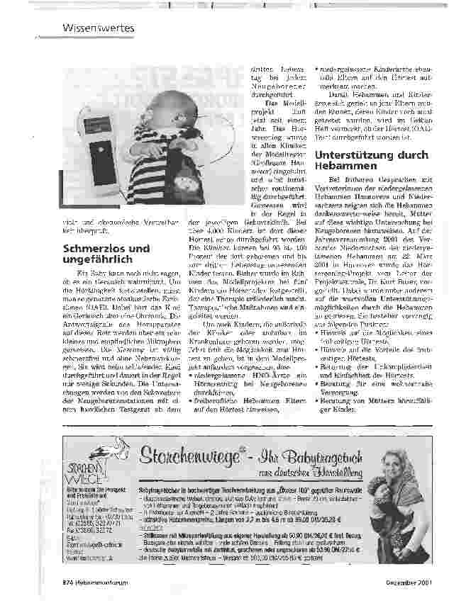 Vorschauseite 2: THERAPIE VERPASST? SCREENING BEI NEUGEBORENEN SOLL HÖRSCHÄDEN FRÜHER ERKENNEN