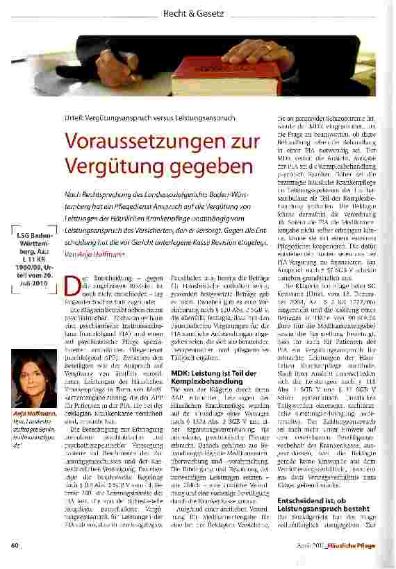 Vorschauseite 1: Voraussetzungen zur Vergütung gegeben