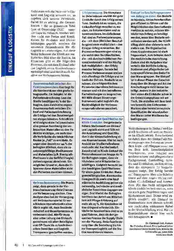 Vorschauseite 3: Ein Weg aus der KostenfalleIn Einkaufund Logistik steckt noch viel Ertragspotenzial