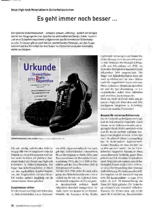 Vorschauseite 1: Neue High-tech Materialien in SicherheitsschuhenEs geht immer noch besser