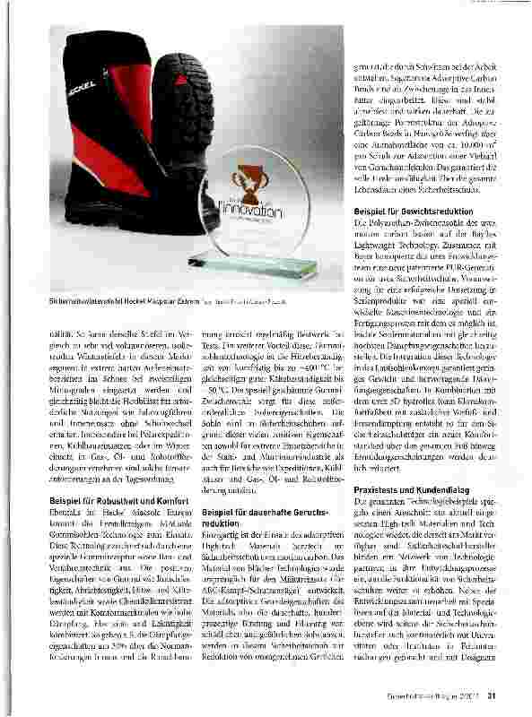 Vorschauseite 2: Neue High-tech Materialien in SicherheitsschuhenEs geht immer noch besser
