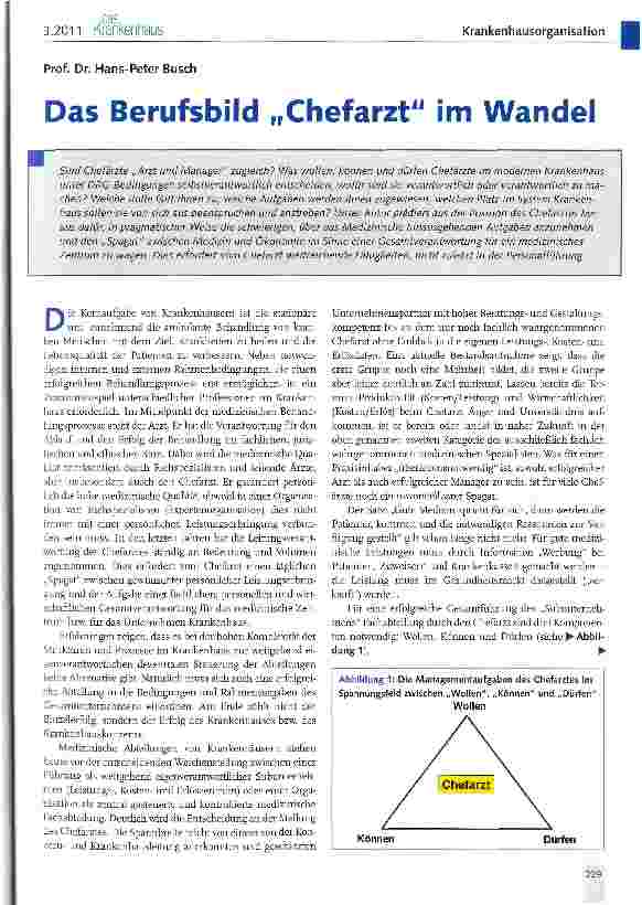 Vorschauseite 1: Das Berufsbild „Chefarzt im Wandel