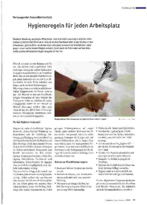 Vorschauseite 1: Vorbeugender GesundheitsschutzHygieneregeln für jeden Arbeitsplatz
