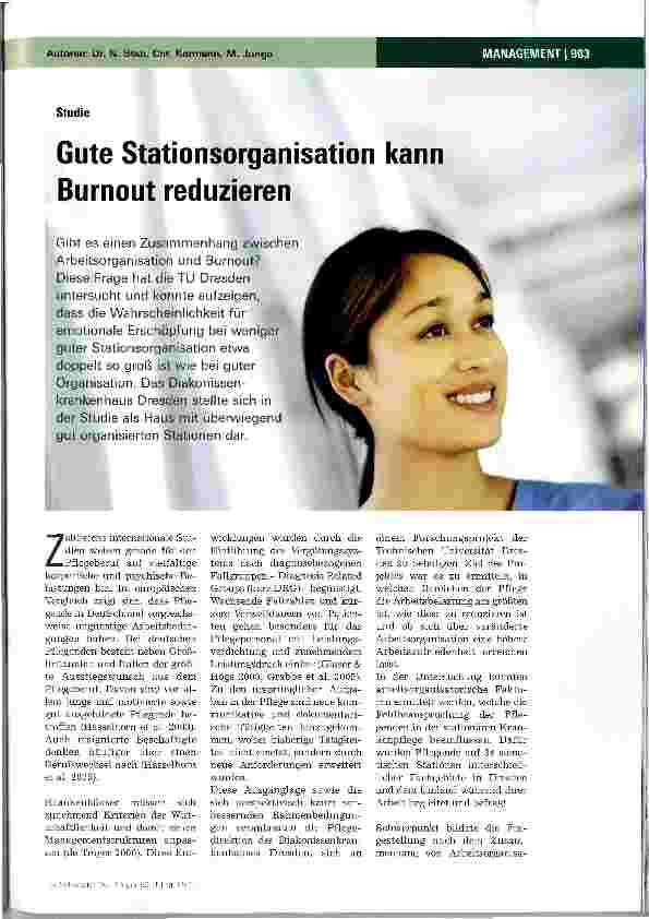 Vorschauseite 1: Gute Stationsorganisation kann Burnout reduzieren