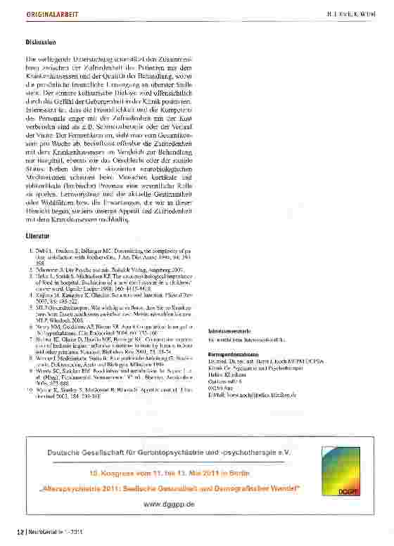 Vorschauseite 4: Zufriedenheit mit der Krankenhauskost bei chirurgischen Patienten während elektiver laparaskopischer Cholezystek-tomien oder Leistenhernien-Operationen