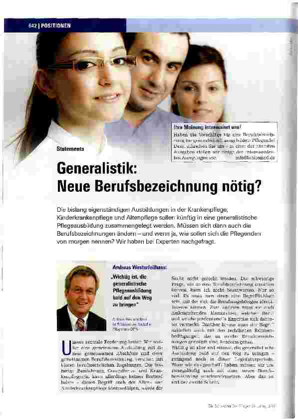 Vorschauseite 1: Generalistik: Neue Berufsbezeichnung nötig?