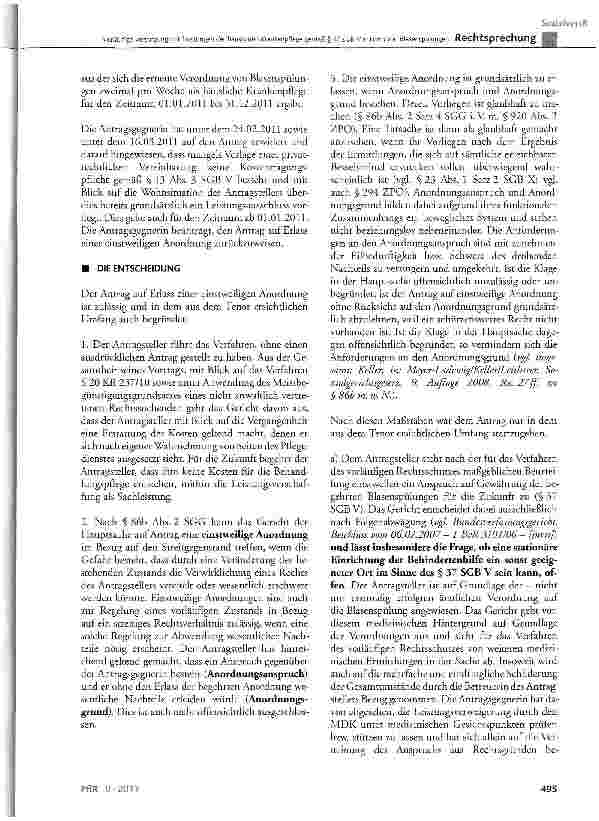 Vorschauseite 2: Vorläufige Versorgung mit Leistungen der häuslichen Krankenpflege gemäß § 37 SGB V in Form von Blasenspülungen SGB V§ 13 Abs. 3, §37