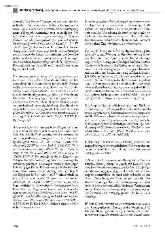 Vorschauseite 3: Vorläufige Versorgung mit Leistungen der häuslichen Krankenpflege gemäß § 37 SGB V in Form von Blasenspülungen SGB V§ 13 Abs. 3, §37
