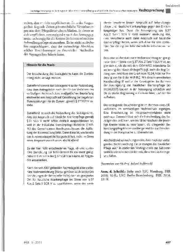Vorschauseite 4: Vorläufige Versorgung mit Leistungen der häuslichen Krankenpflege gemäß § 37 SGB V in Form von Blasenspülungen SGB V§ 13 Abs. 3, §37