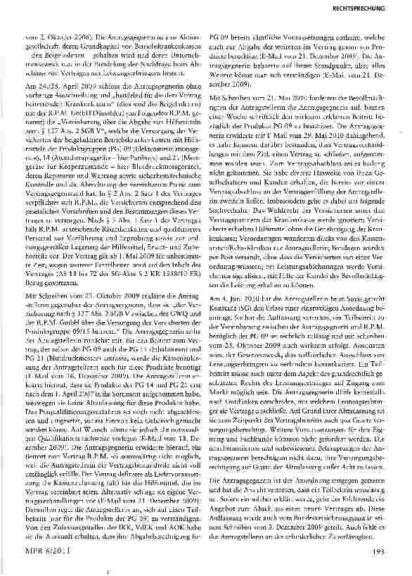 Vorschauseite 2: Hilfsmittelvertrag gem. § 127 SGB V - Erklärung des Beitritts durch einen Leistungserbringer - Zulässigkeit eines Teilbeitritts