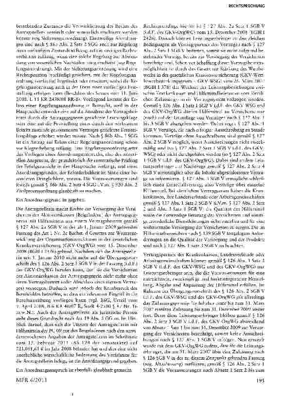Vorschauseite 4: Hilfsmittelvertrag gem. § 127 SGB V - Erklärung des Beitritts durch einen Leistungserbringer - Zulässigkeit eines Teilbeitritts