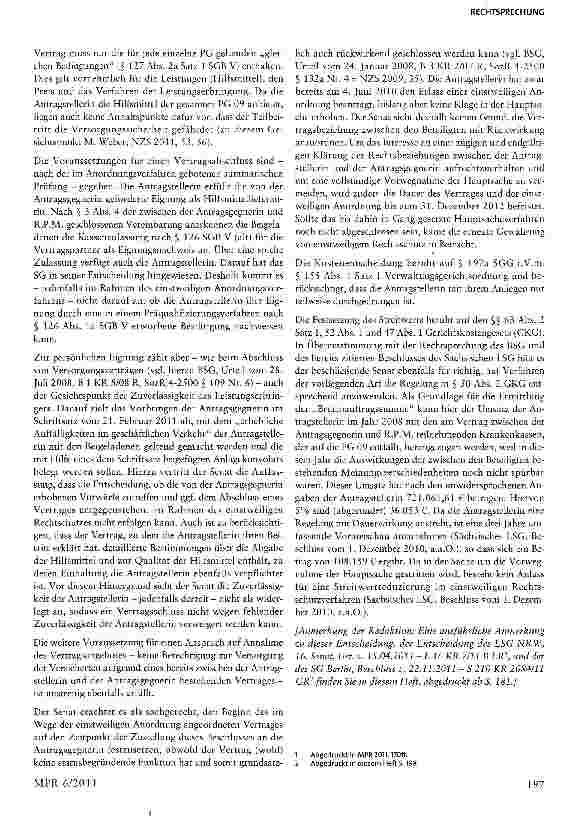 Vorschauseite 6: Hilfsmittelvertrag gem. § 127 SGB V - Erklärung des Beitritts durch einen Leistungserbringer - Zulässigkeit eines Teilbeitritts