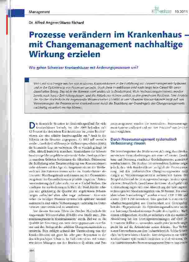 Vorschauseite 1: Prozesse verändern im Krankenhaus mit Changemanagement nachhaltige Wirkung erzielen