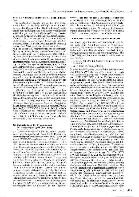 Vorschauseite 4: Die Reform des Landespersonalvertretungsgesetzes in Nordrhein-Westfalen:Eine Übersicht und erste Bewertung der Novelle 2011