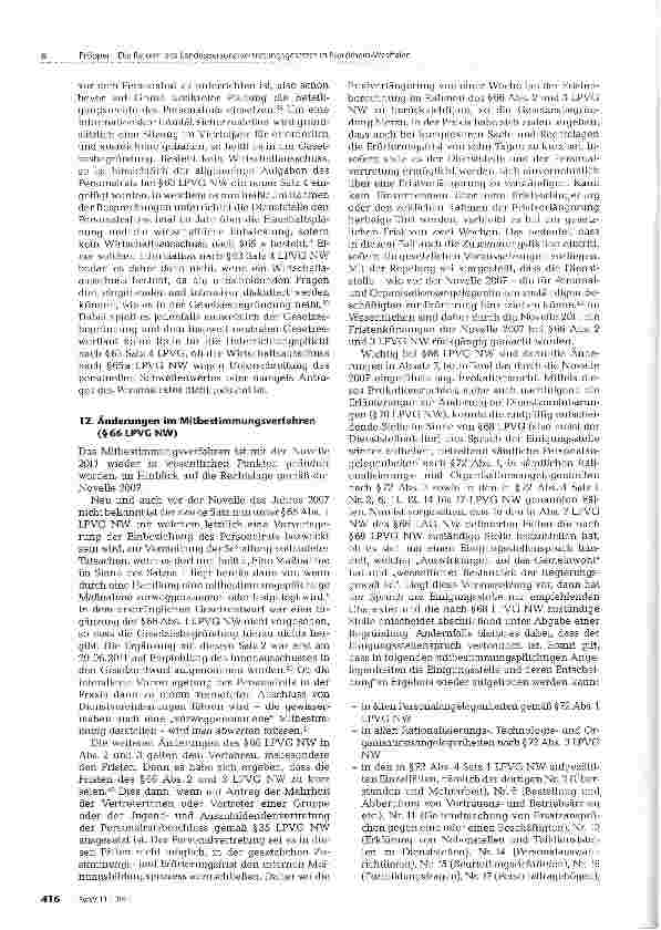 Vorschauseite 5: Die Reform des Landespersonalvertretungsgesetzes in Nordrhein-Westfalen:Eine Übersicht und erste Bewertung der Novelle 2011