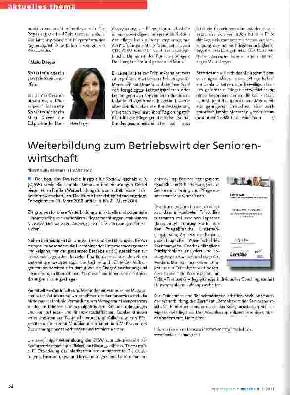 Vorschauseite 3: Eckpunkte zur Pflegereform vorgelegt