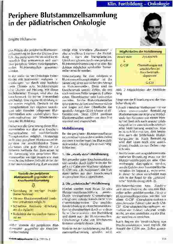 Vorschauseite 1: Periphere Blutstammzellsammlung in der pädiatrischen Onkologie