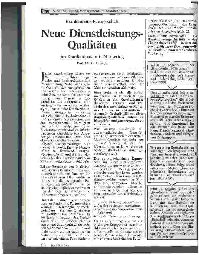 Vorschauseite 1: Neue Dienstleistungsqualitäten im Krankenhaus mit Marketing