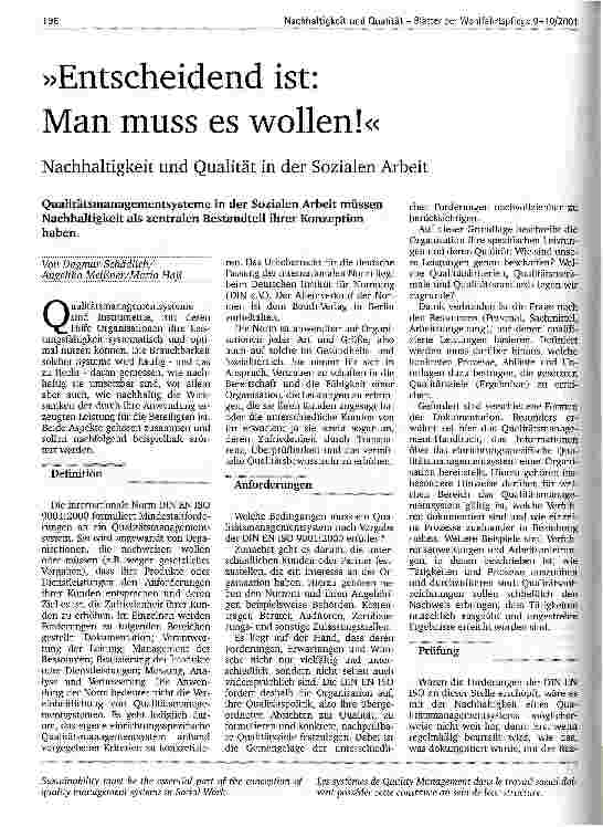 Vorschauseite 1: Entscheidend ist: man muss es wollen!