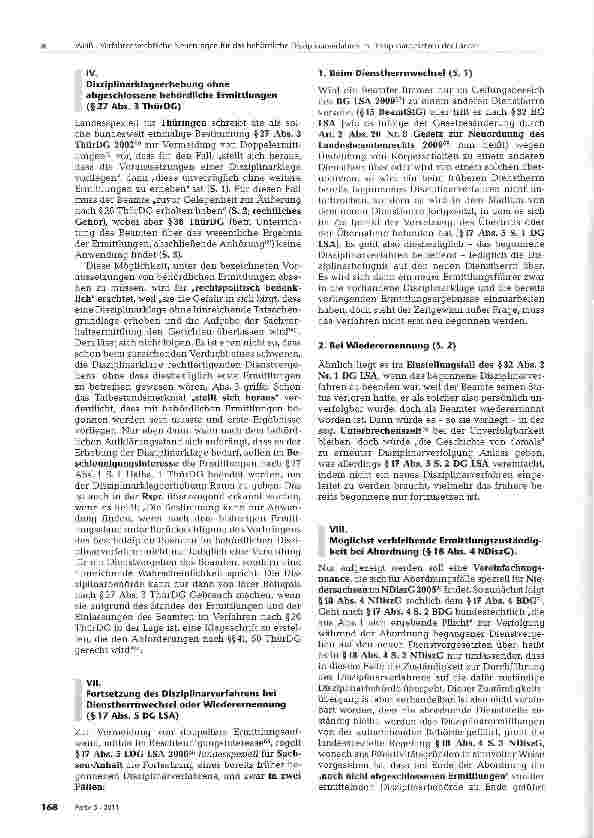 Vorschauseite 5: Verfahrensrechtliche Neuerungen für dasbehördliche Disziplinarverfahren in Disziplinargesetzen der Länder