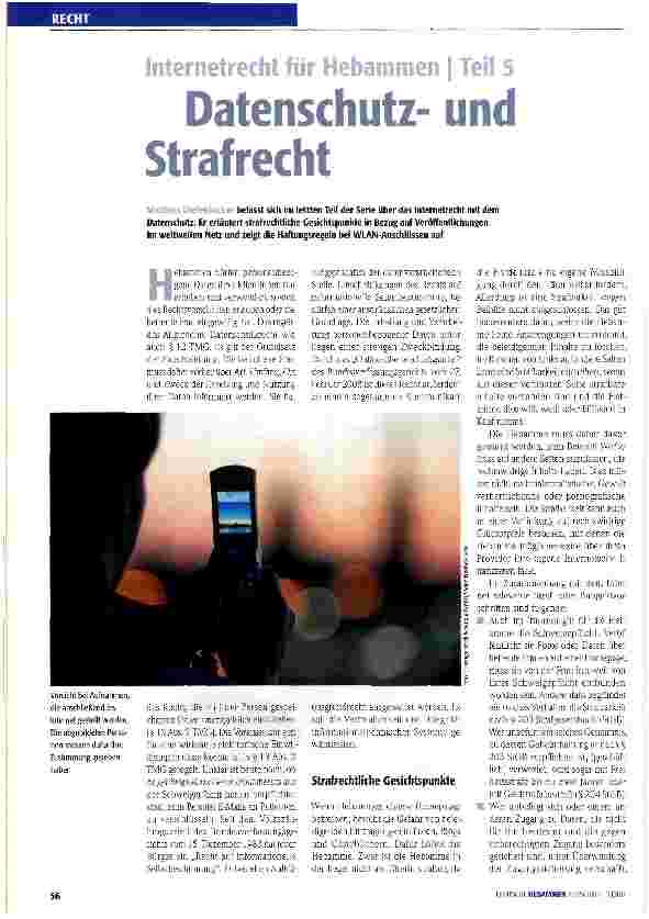 Vorschauseite 1: Internetrecht für Hebammen | Teil 5Datenschutzim Strafrecht