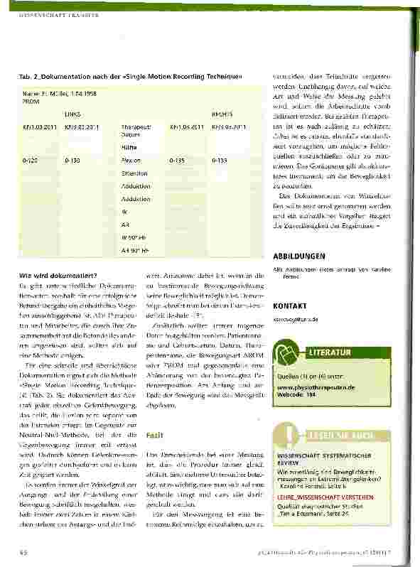 Vorschauseite 3: Die Bedeutung der Beweglichkeitsmessung und deren Dokumentation