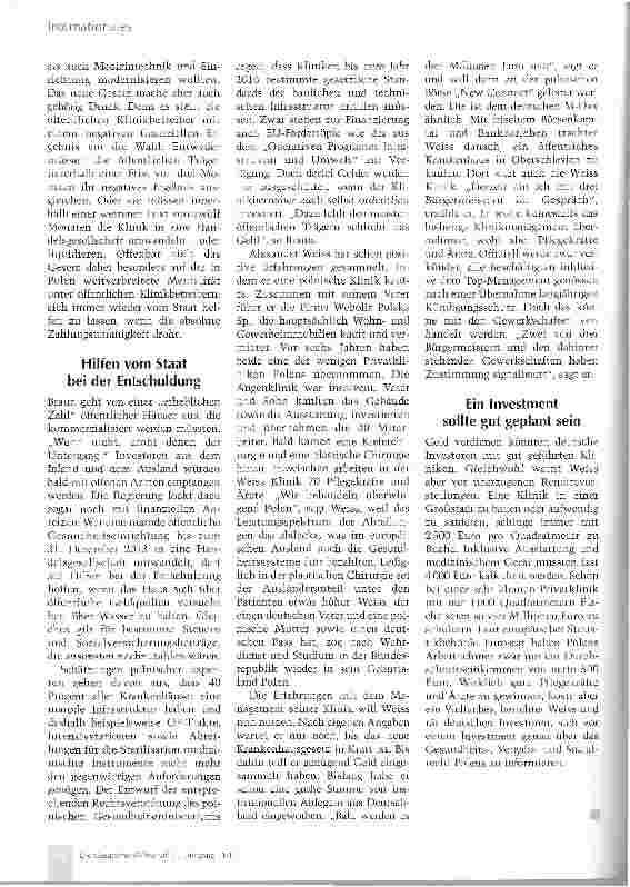 Vorschauseite 3: Polen öffnet Akutkliniken für private Investoren