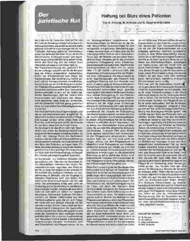 Vorschauseite 1: Haftung bei Sturz eines Patienten