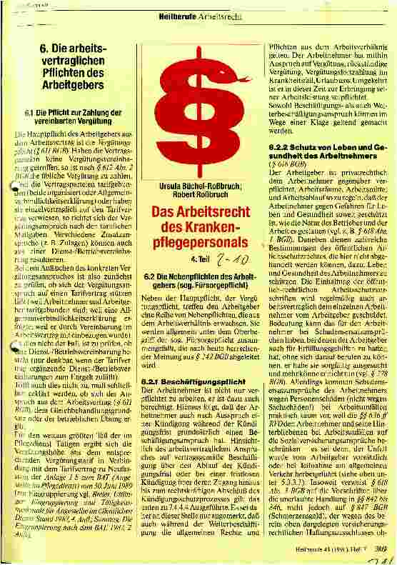Vorschauseite 1: Das Arbeitsrecht des Krankenpflegepersonals 4. Teil