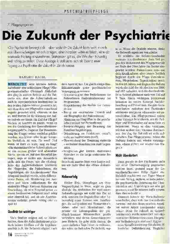 Vorschauseite 1: Die Zukunft der Psychiatrie mitgestalten