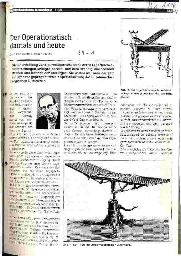Vorschauseite 1: Der Operationstisch damals und heute
