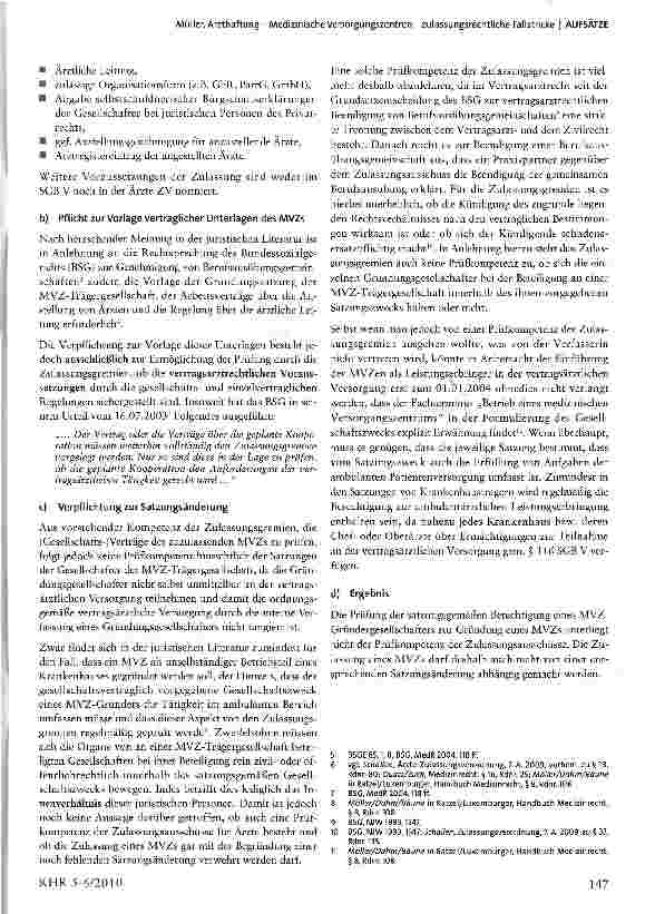 Vorschauseite 3: Medizinische Versorgungszentren - zulassungsrechtliche Fallstricke rund um Gründungsberechtigung, Gesamtrechtsnachfolge und Rechtsformwechsel