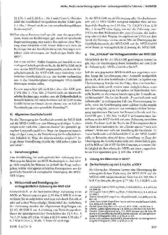 Vorschauseite 5: Medizinische Versorgungszentren - zulassungsrechtliche Fallstricke rund um Gründungsberechtigung, Gesamtrechtsnachfolge und Rechtsformwechsel