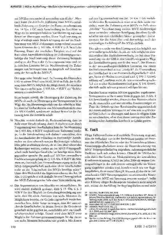 Vorschauseite 6: Medizinische Versorgungszentren - zulassungsrechtliche Fallstricke rund um Gründungsberechtigung, Gesamtrechtsnachfolge und Rechtsformwechsel