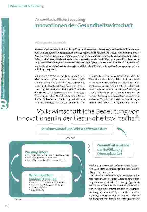 Vorschauseite 1: Volkswirtschaftliche BedeutungInnovationen der Gesundheitswirtschaft