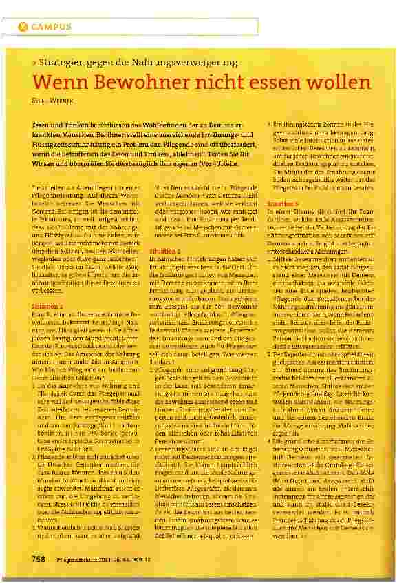 Vorschauseite 1: Wenn Bewohner nicht essen wollen