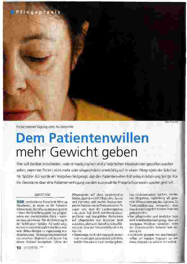 Vorschauseite 1: Dem Patientenwillen mehr Gewicht geben